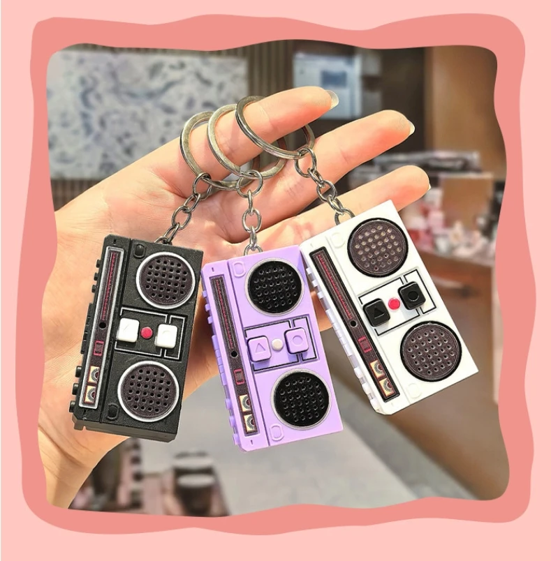 جديد ريترو شخصية راديو هدية للأزواج مفتاح سلسلة صغيرة تسجيل قلادة حلية حلقة رئيسية هدية بالجملة #6