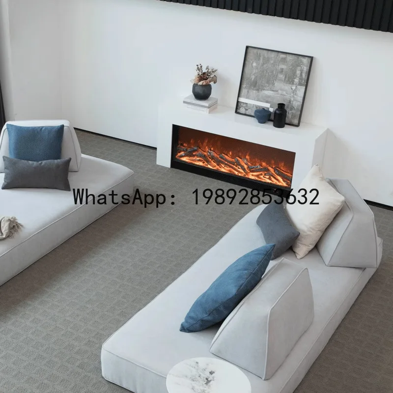 Slate Minimalist Fireplace TV Cabinet Living Room Background Wall Decoration Electronic Simulation Modern Villa