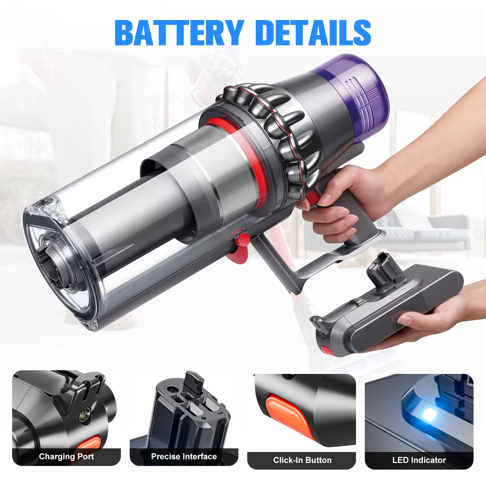 Akumulator do odkurzacza 25,2V do Dyson V10 V11 6,0Ah/7,0Ah Absolute V11 Animal V10 Absolute z ładowarką — zdjęcie produktu 5