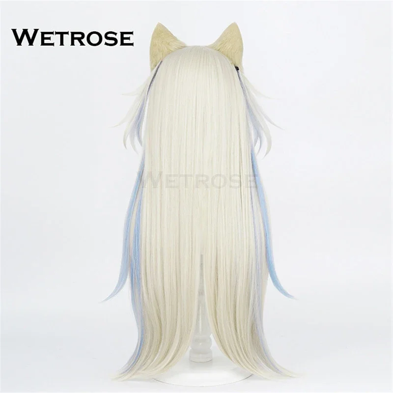 ZA01 【Wetrose】En stock Peluca de Año Nuevo Fuwawa Abyssgard Cosplay Traje de kimono Rizado Dos clips de cola de caballo Juego completo Peluca Halloween XZa0 @