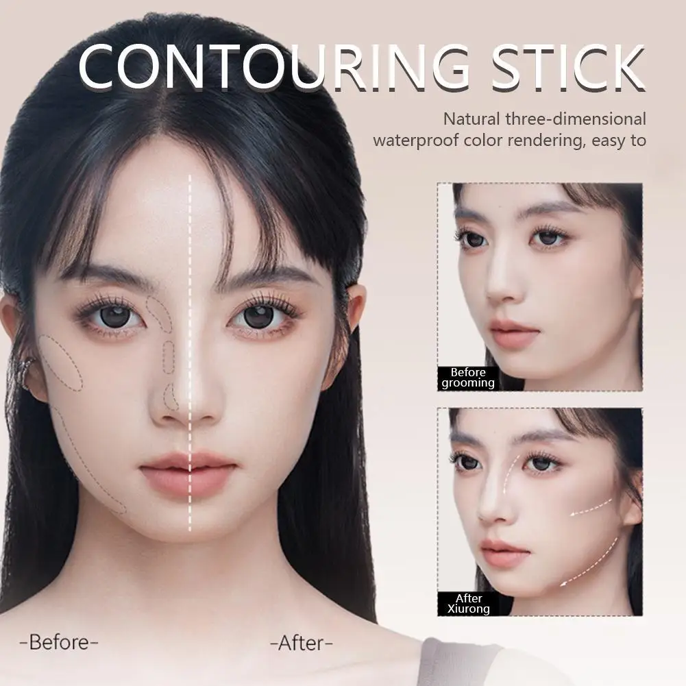 Wasserdichter Face Foundation Concealer Pen Langlebiger 3D-Nasenschatten V-förmiger Contouring Stick Gesichts-Make-up-Kosmetik