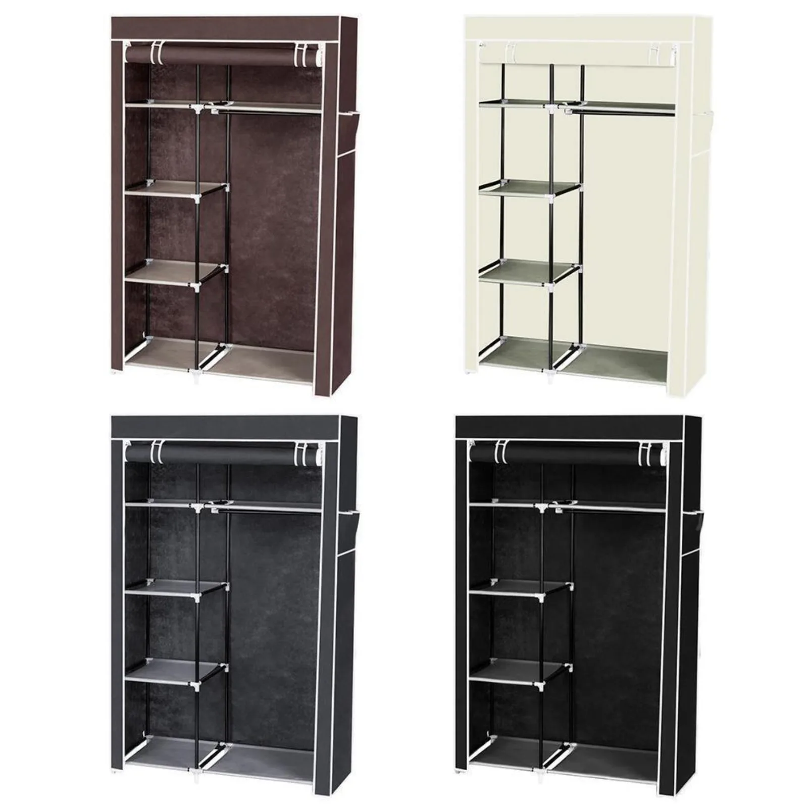 US 64 inch portable wardrobe storage and storage wardrobe shoe rack storage rack with lid-