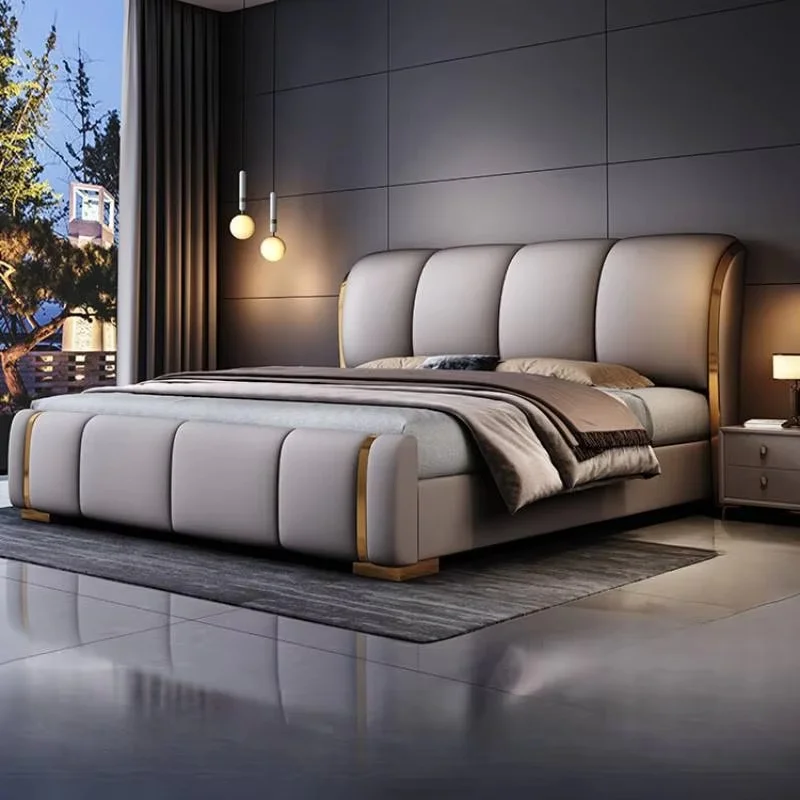 King Size Modern Headboard Bed Frame European Under Storage Bedroom Bed Frame Nightstands Modern Cama Moderno Lujo Furniture