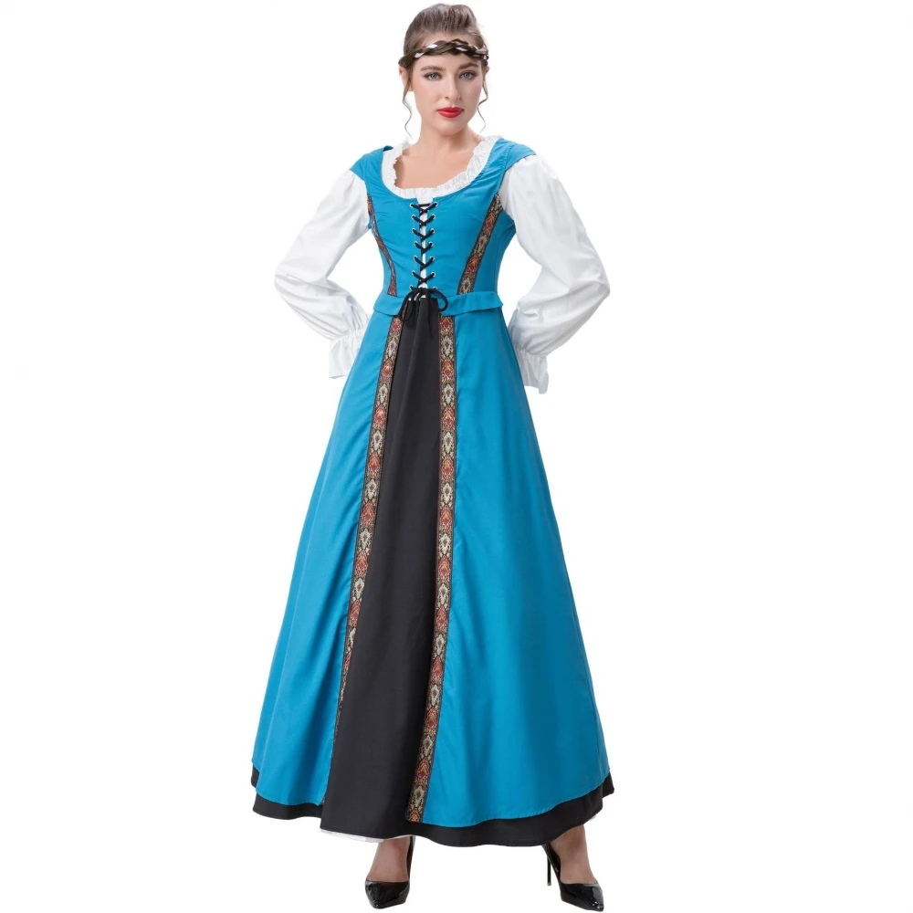 

Retro Court Costume Long Dr Queen Outfit Performance loween Stage Play Costume Women's Ethnic Wear T Top Skirt