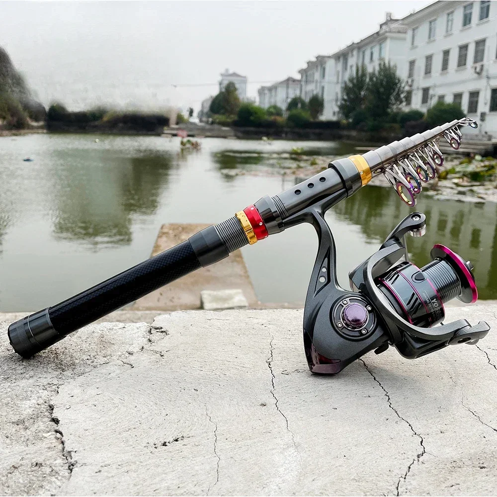 1.8M-3.6M Telescopic Spinning Sea Fishing Rod Reel Set Ultralight Baitcasting Pole with Metal Spool Max Resistance 3-8kg Pesca