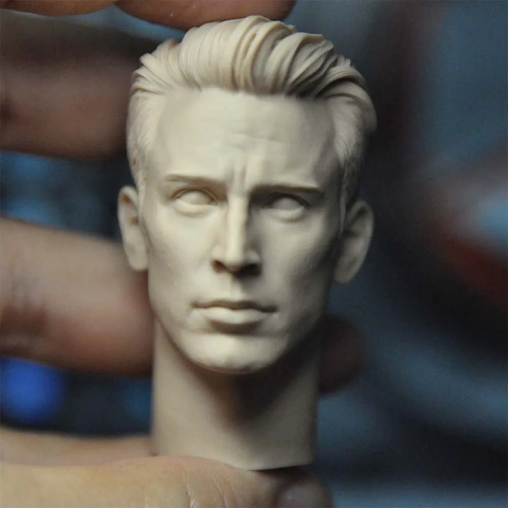 

1/6 Scale Unpainted Steve Captain Head Carving Model Toys