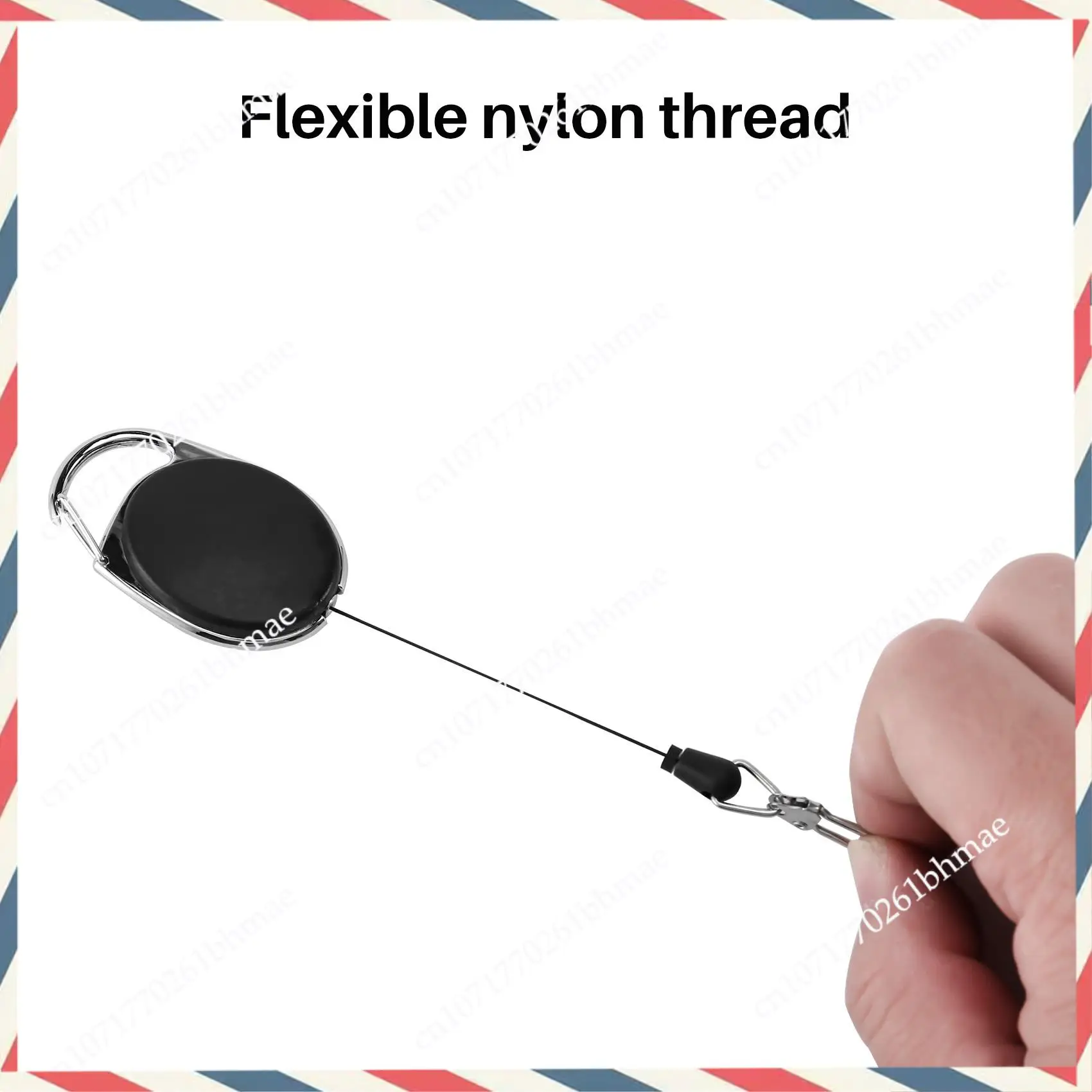 -A21Z Heavy Duty Retractable Carabiner Badge Tinker Reels 60Cm Pull Wire With Key Ring Clip Black