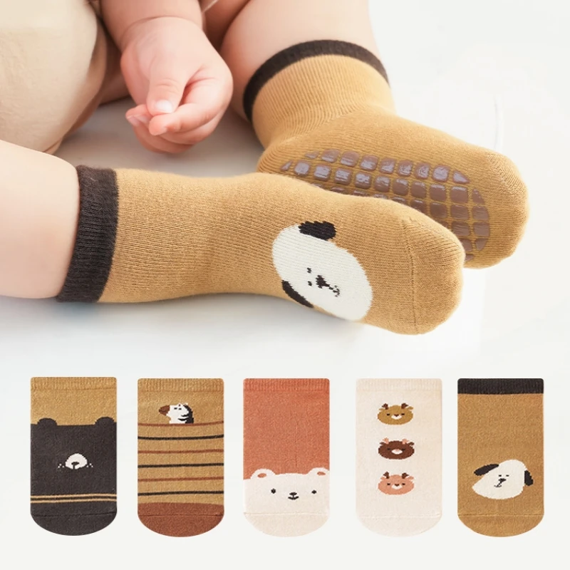 

0-5Year Children's socks combed cotton breathable adhesive non slip baby floor socks cartoon boneless newborn socks