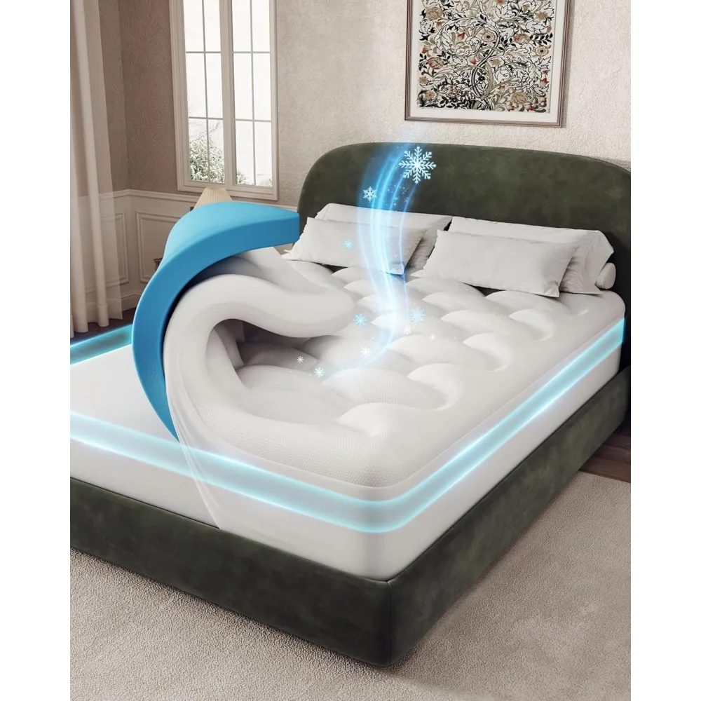 

Cooling 4 inch Dual Layer King Mattress Topper, 2 inch Cooling Gel Memory Foam, 2 inch Down Alternative Pillow Top Pad, M