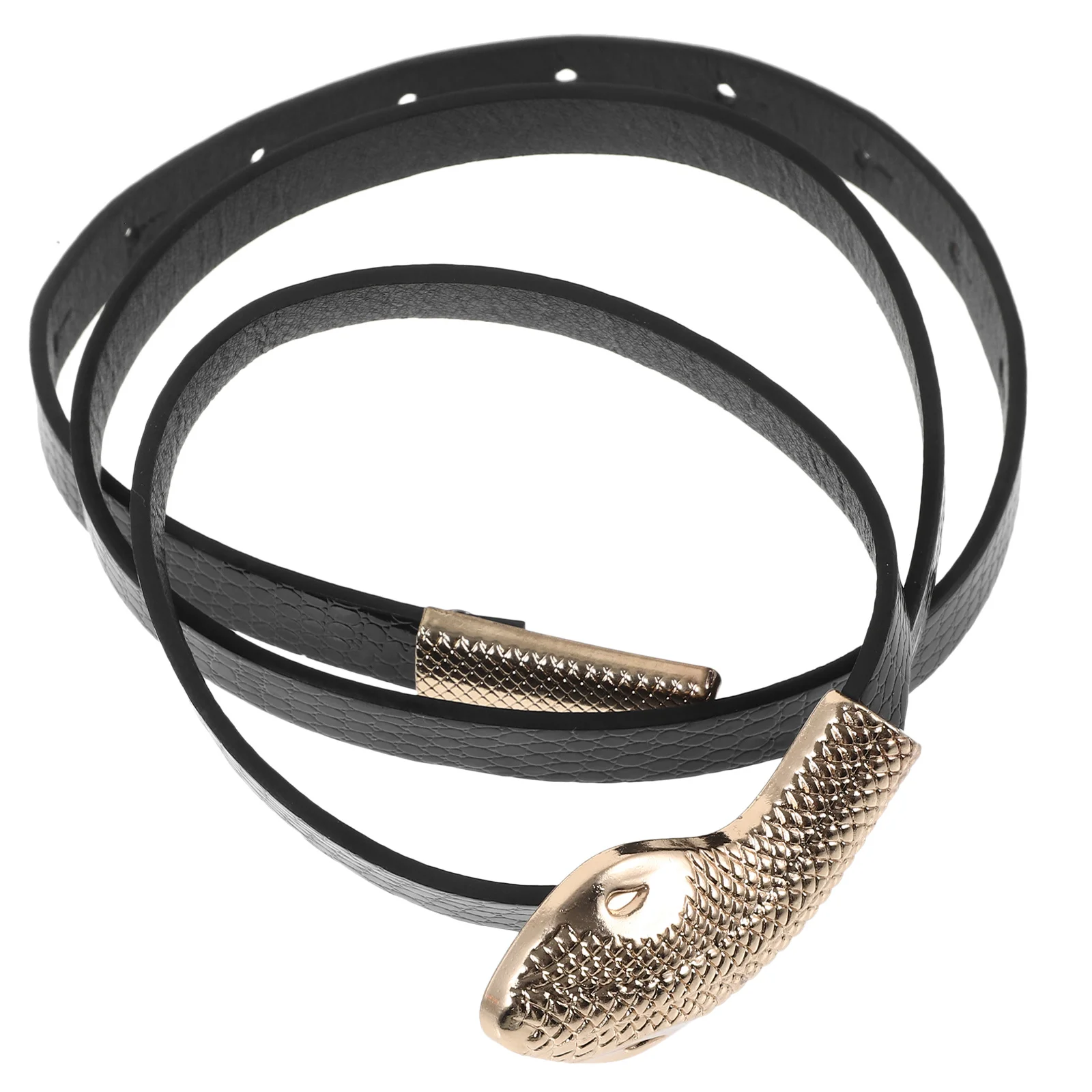 

Black PU Strap Waist Belt Snake Shape Buckle for Women Dress Pants Jeans Waist Belt for Elegant Outfits