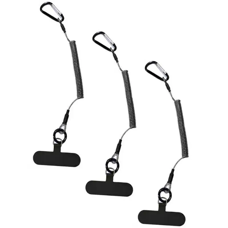 Karabiner-Telefonhalter, einziehbarer Federschnur-Zug-Telefonhalter mit Anti-Rutsch-Clip und Verriegelungskarabiner D2RD – Detail 2