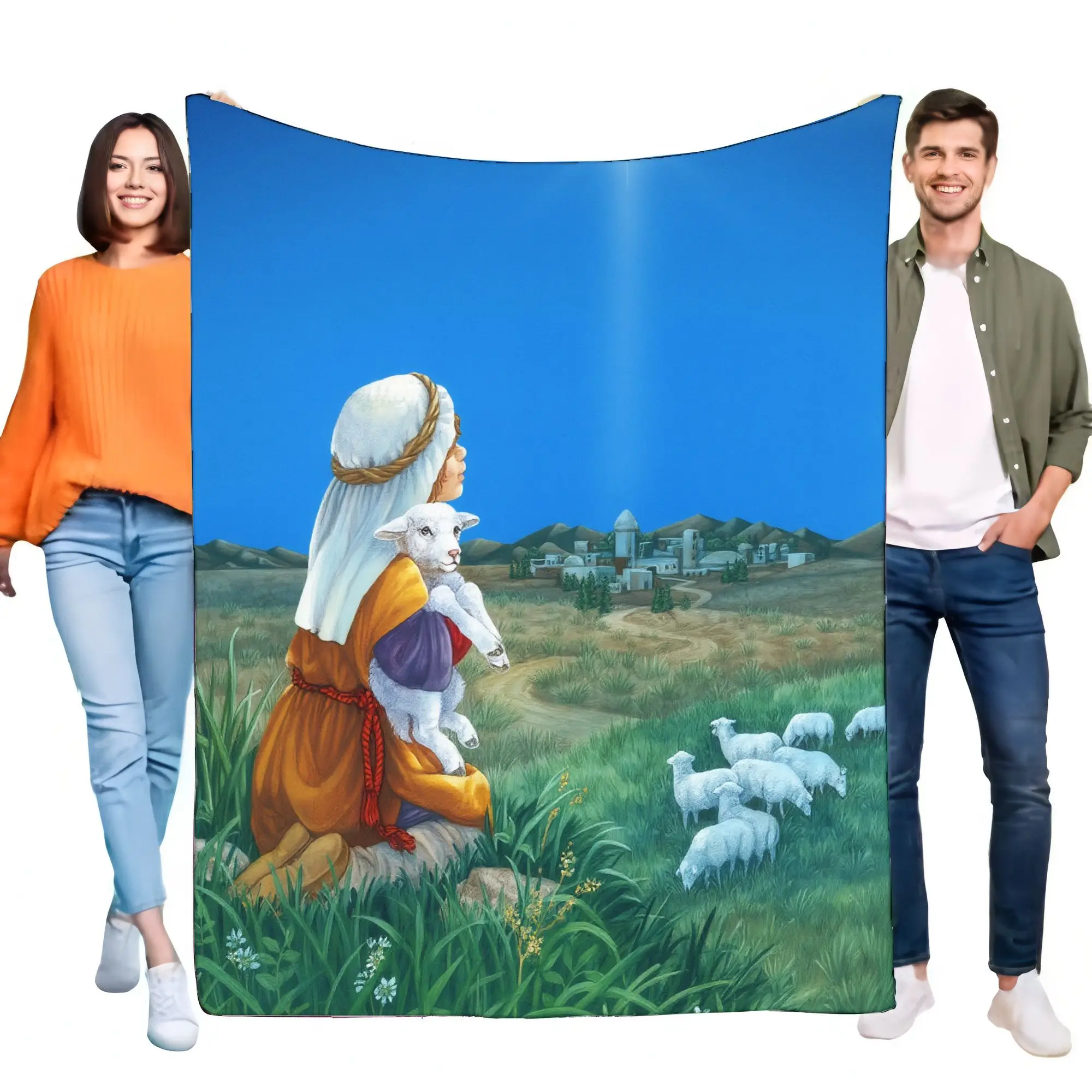 Shepherdess Artwork Blanket Soft Cozy Throw for Bed Sofa Home Decor Lightweight Gift for All Seasons