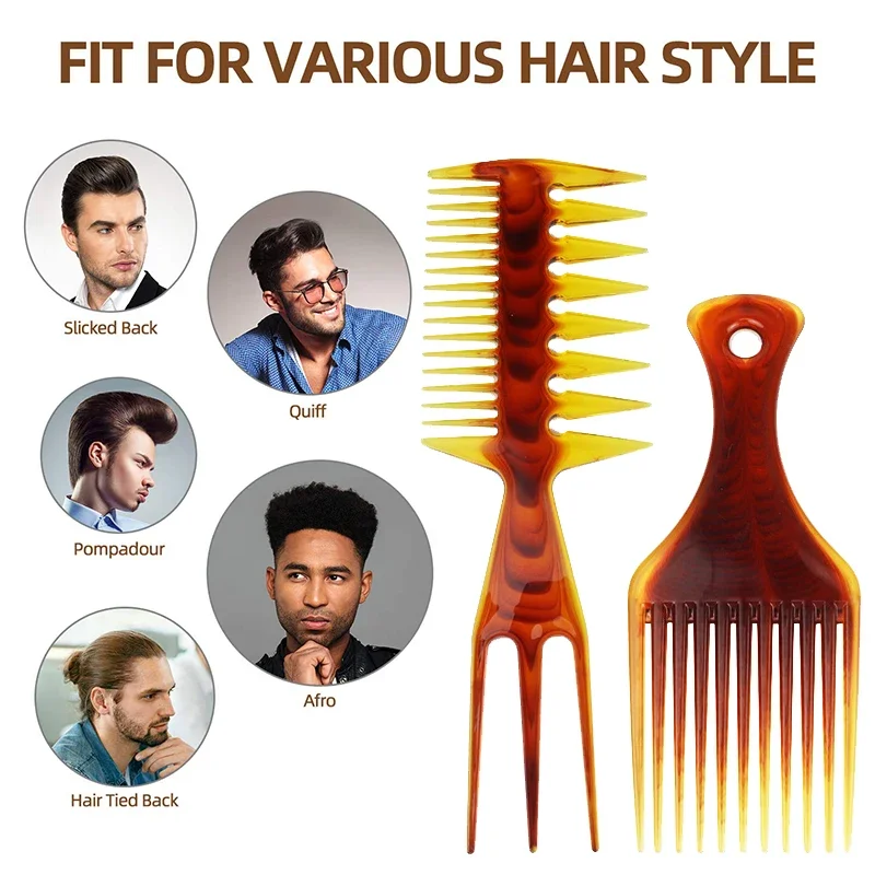 1/2pcs wide tooth comb fork brush insert comb plastic gear comb for curled African hairstyles tool  Special for real hair wigs﻿