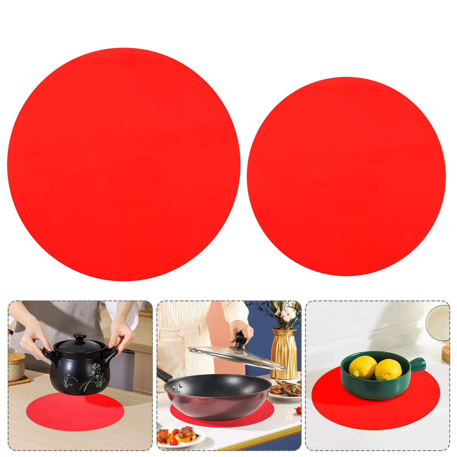 

2Pcs MicrowaveOvenMat HeatResistantSiliconeKitchenPlacemat DiningTablePad SilicaGelHouseholdCutlery AntiSlipPotProtector