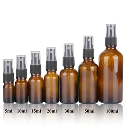 6/12/24pcs 5ml/10ml/15ml/20ml/30ml/50ml/100ml Amber Glass Spray Refillable Bottles with Mist Sprayer for Perfume Essential Oils