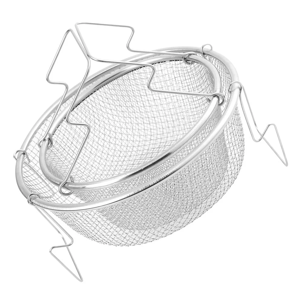 

2pcs Stainless Steel Frying Basket Dense Drain Holes Quick Oil Filtering Fryer Strainer French Fries Basket Kitchen Gadget