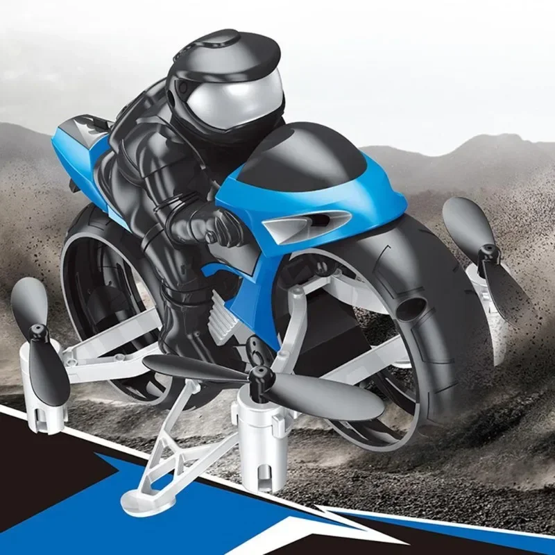 Stunt motorfiets 2 in 1 land lucht 2,4 GHz vliegende off-road motorfiets drone met 360 rotatie drift headless model motor speelgoed
