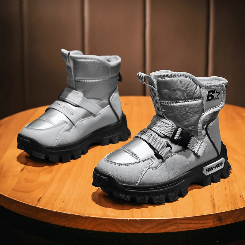 Kinder Pluche Snowboots 2023 Winter Nieuwe Jongens Comfortabele School Casual Schoenen Meisjes Warme Katoenen Laarzen