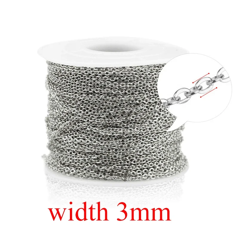 2 m Edelstahlkette für Schmuckherstellung, Kabel, Roségold, Silberketten, Halskette für DIY-Schmuckzubehör im Großhandel