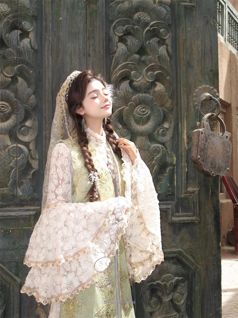 

Princess Costume Ethnic Uygur Style Photography Clothes Travel Shoot Traditional Costume Polyester Fiber Women's Fashion