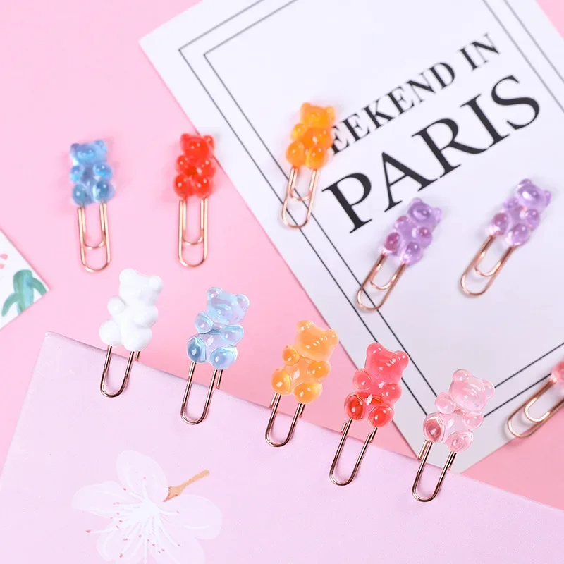 6Pcs Crystal Bookmark Paper Clips Cute Cartoon Animal Book Marker Kawaii Bookmark Pages Paper Clip Kids Gifts School Stationery