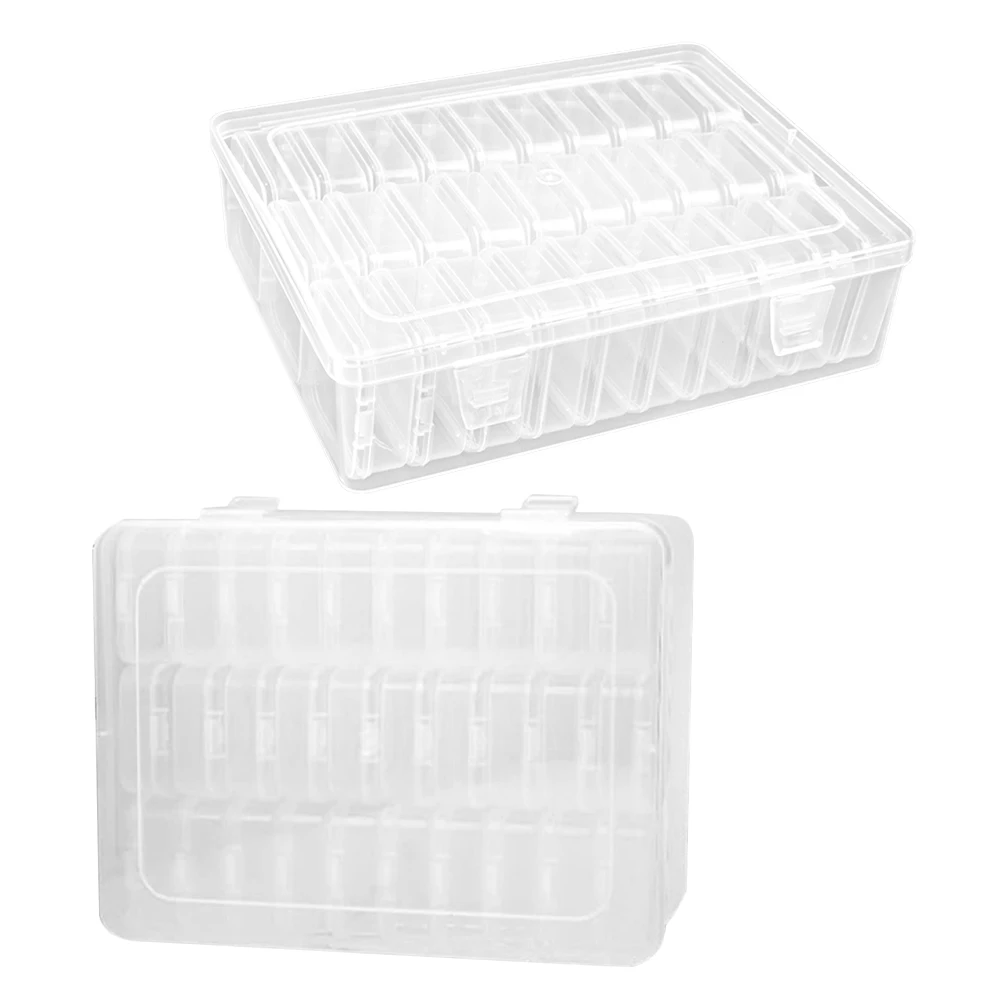 

Transparent Small Square Box 2 Sets Plastic Container Beads Crafts Jewelry Storage Home Office Organization Parts Case