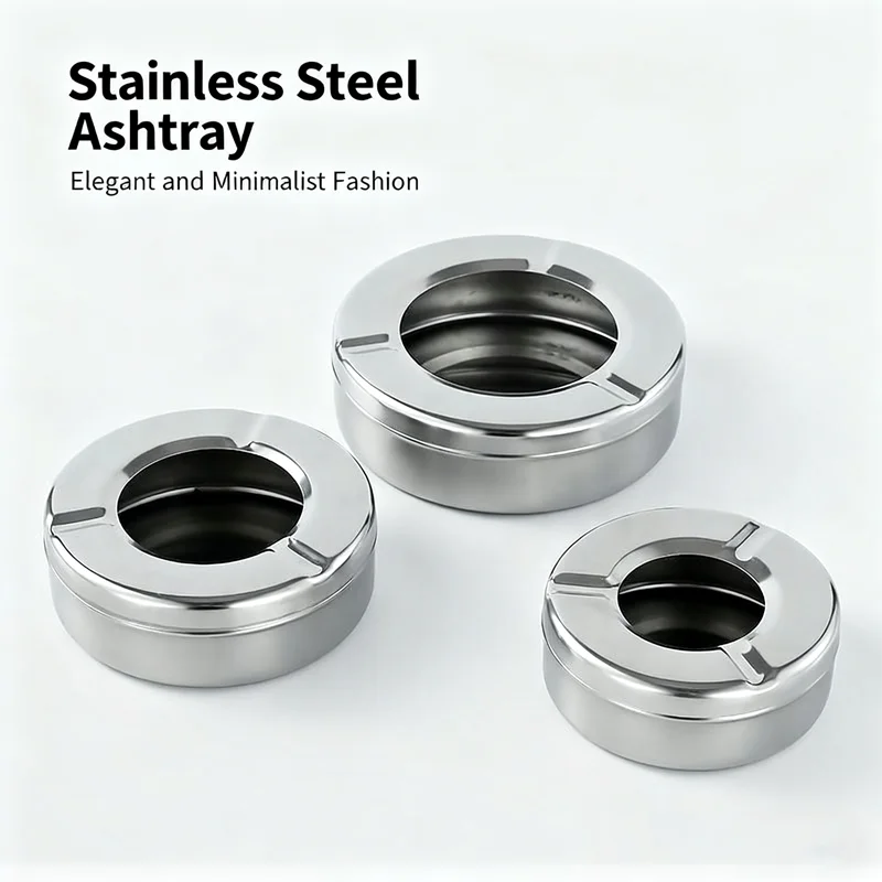 

Stainless Steel Ashtray for Cigarette Home Office Hotel Tray Desktop Ornament Gift for Smoker