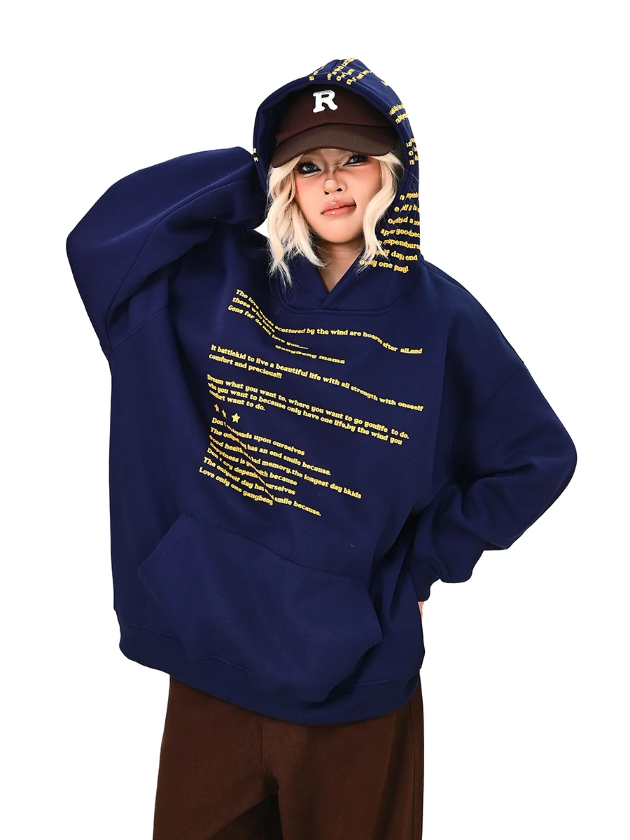 

Американский свитшот с буквенным принтом, женский, свободного кроя, для пар, уличная одежда, весна 2026, повседневный, с длинным рукавом, круглым вырезом