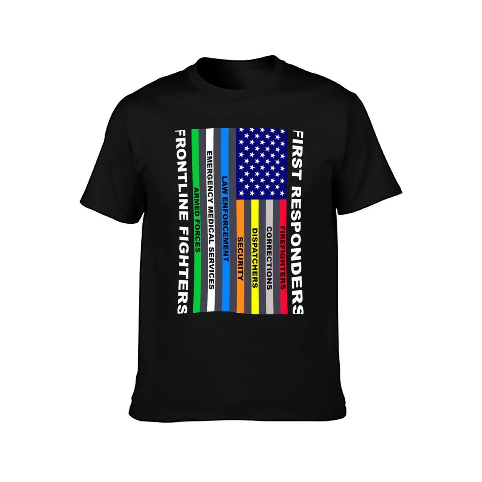 First Responders Frontline Fighters, (White) T-Shirt, Summer Casual Cotton Tee, Oversized Streetwear Tops, Vintage Graphic Print