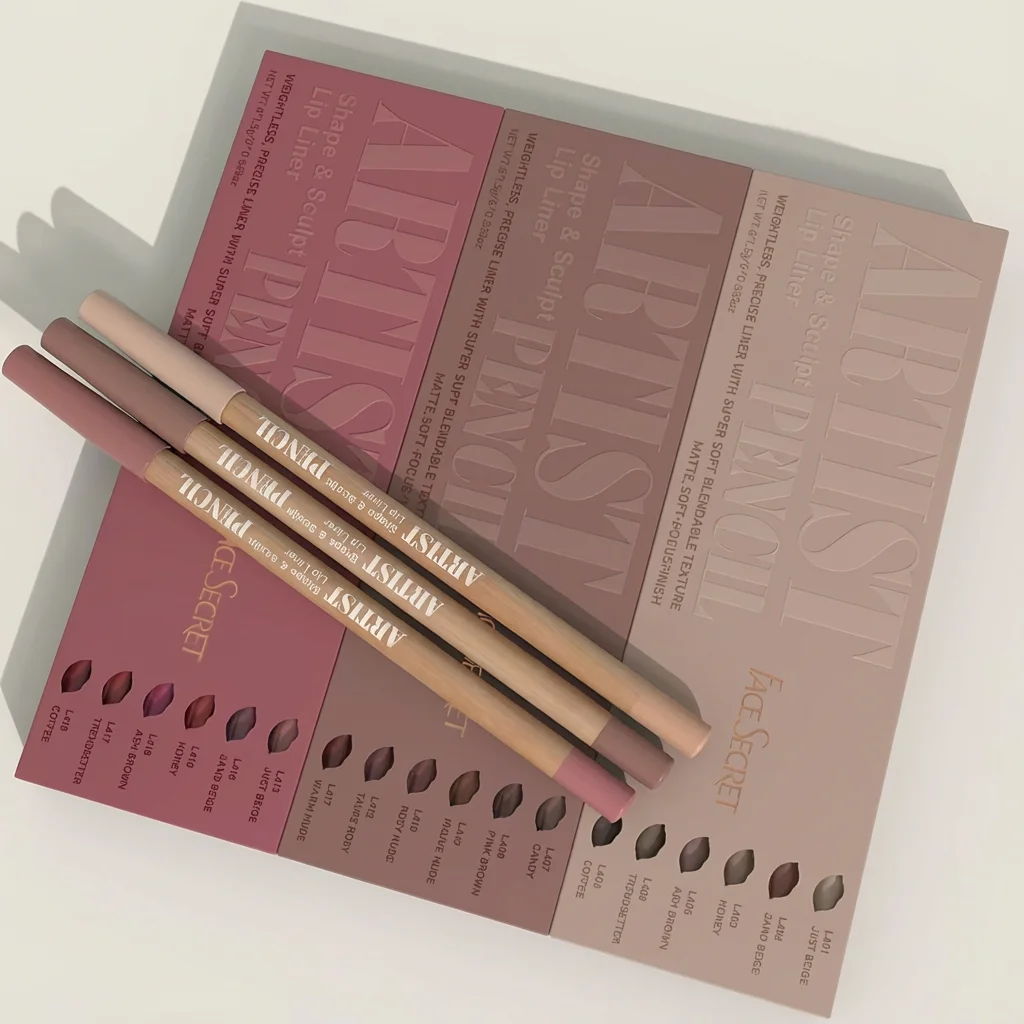 Face Secret 6Pcs Artist Lip Liner Set, Matte Soft Texture Shape & Sculpt Lip Pencils, Long Lasting Non-Smudge with Sharpener
