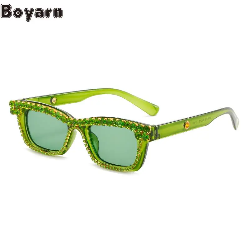 Boyarn New Box Sunglasses Steampunk Personality Y2k Colorful Glasses Street Shooting Diamond Rimmed Sunglasses