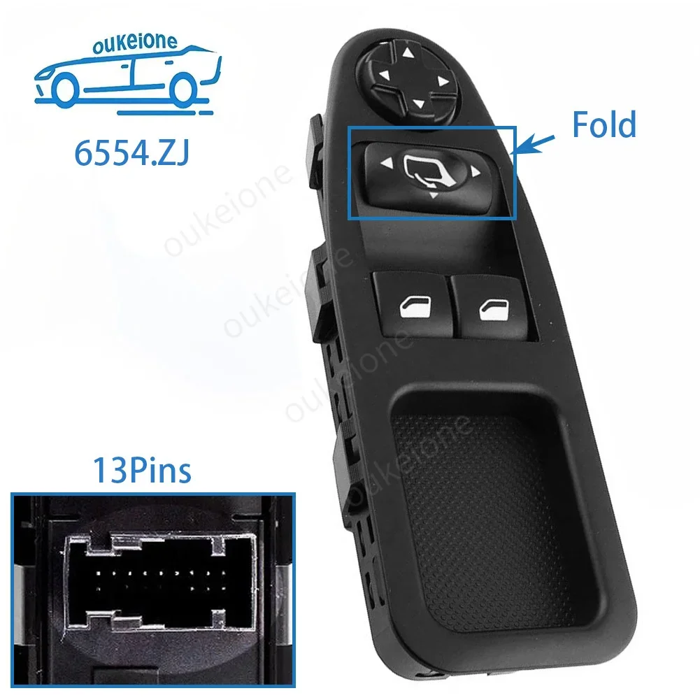 Para Peugeot Expert 2007 2008 2009 2010 2011 2012 2013-2016 Botão de Controle do Interruptor Elétrico do Vidro Principal 6554.ZJ 6554ZJ