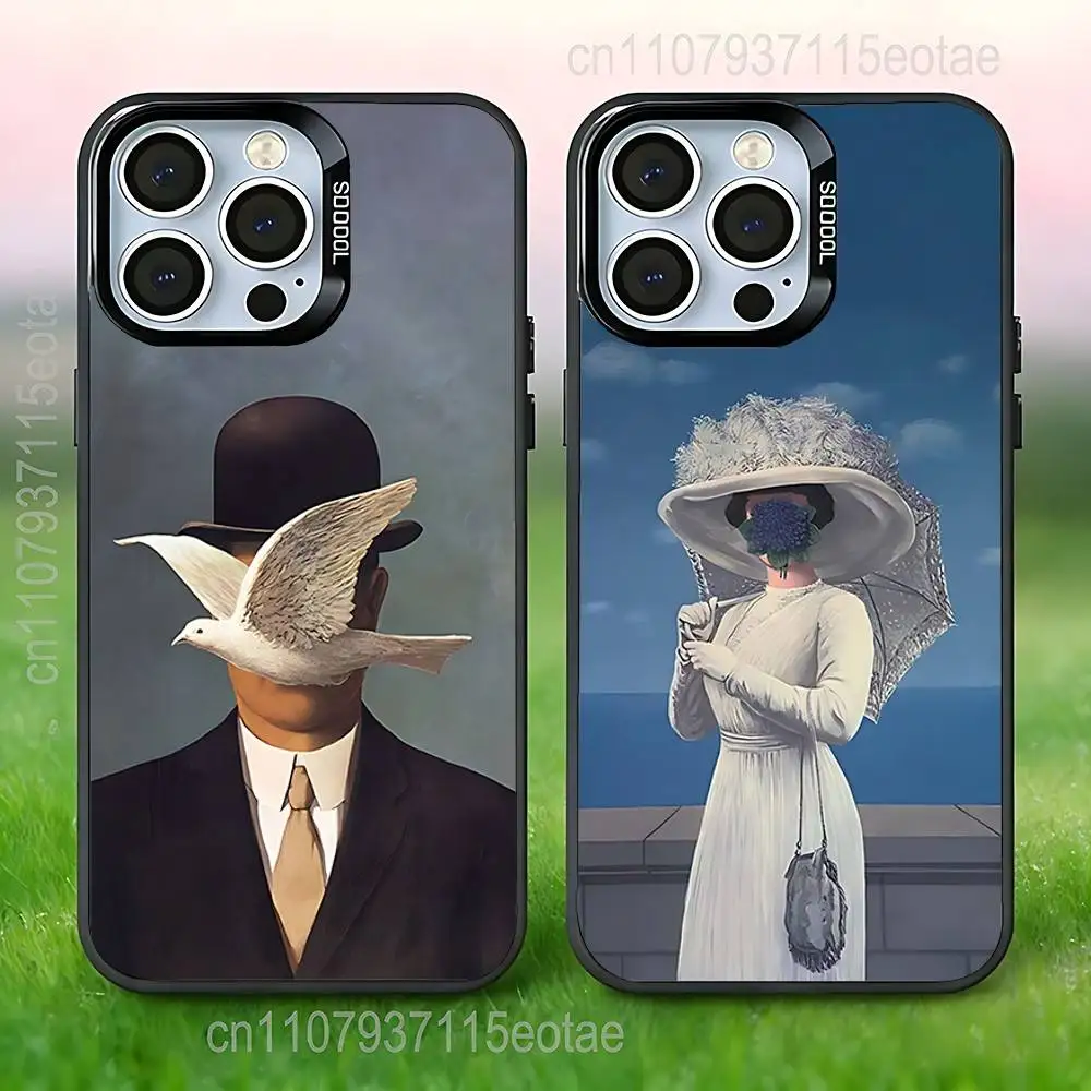 

R-Rene M-Magritte Art Draw Phone Case For iPhone 17,16,15,14,13,12,11,Pro,Max,Plus,E,Air,Mini Black IMD Cover