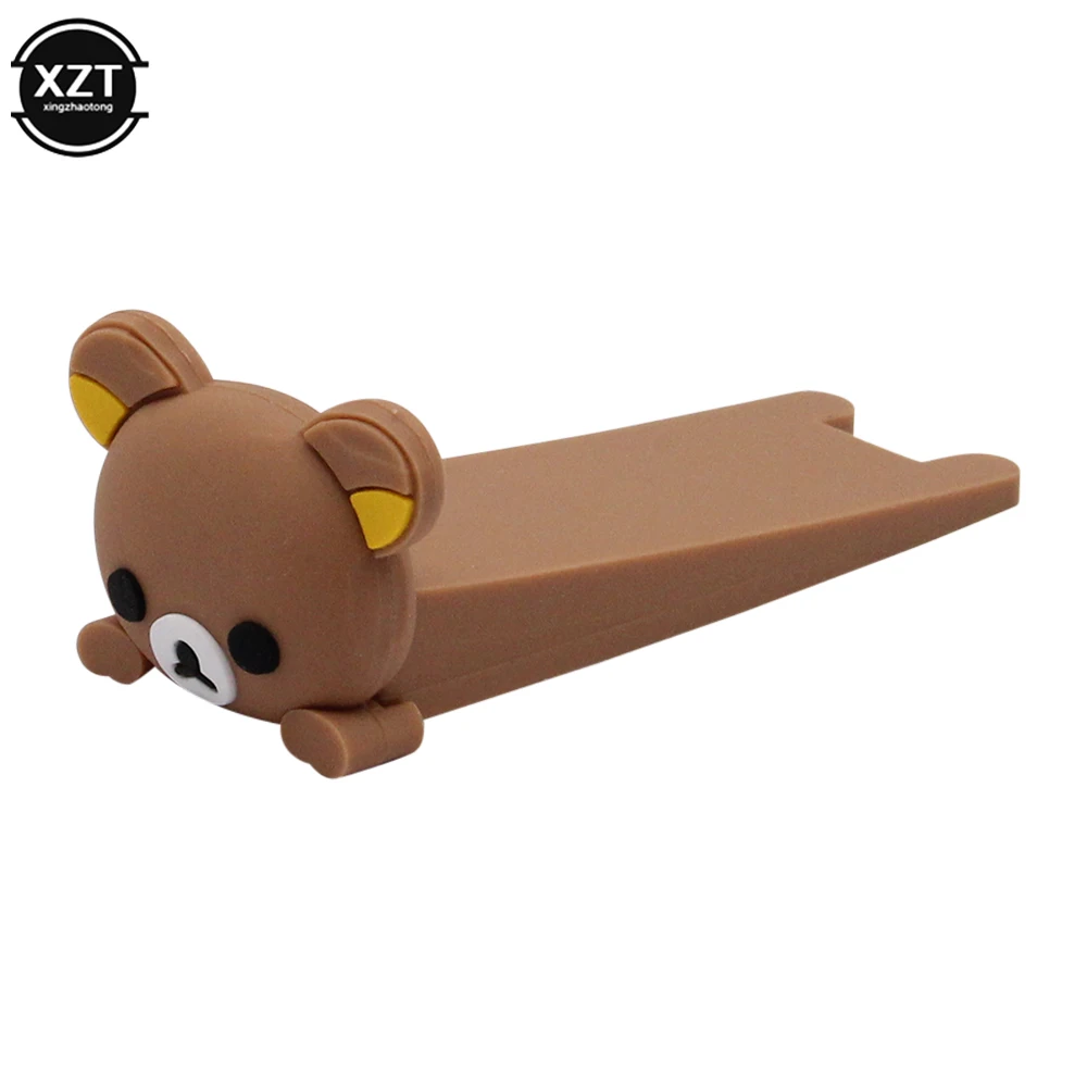 Cute Cartoon Silicone Door Reusable Shock Absorbent Block Wedge Doorstops Door Handle Stopper Home Door Anti-collision Stopper