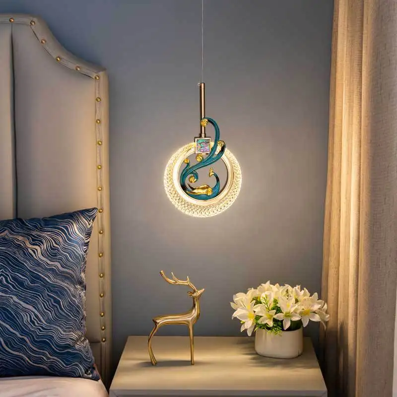 Modern Bedroom Bedside Small Chandelier Luxury Designer Creative Shell Phoenix Appearance Restaurant Living Room Pendant Lights