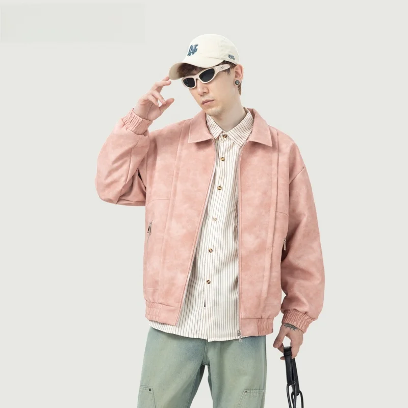 

Extra Large Men's Leather Jaet Windproof Waterproof Casual Loose Fit Autumn Winter Faion plus Size round Hem Busin Casual