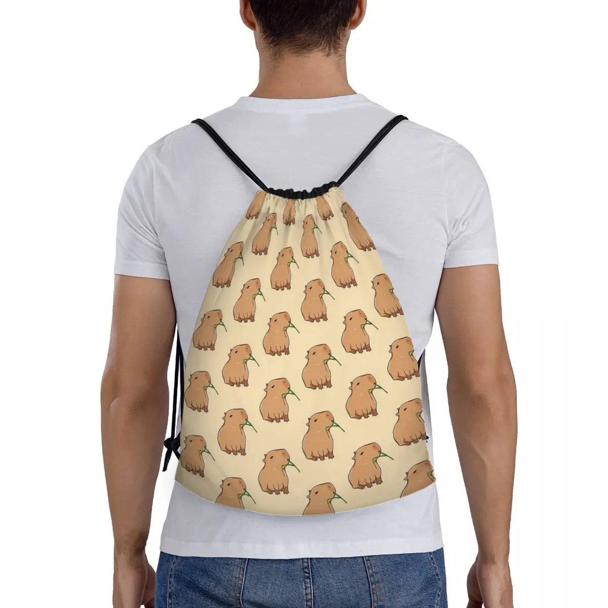 Capybara Blatt essen Ihre grünen Kordel zug Rucksack Fitness studio Sport Sackpack Tier liebhaber String Tasche zum Wandern