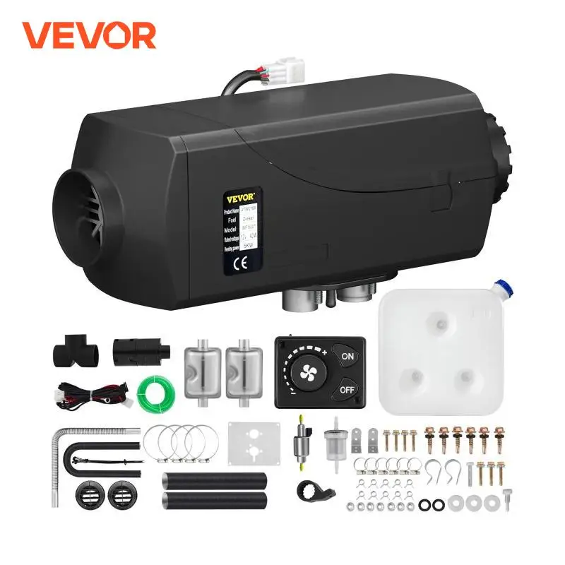 VEVOR 5KW Diesel Air Heater 12V Car Heater with Two Mufflers Knob Switch Parking Heater for RV Bus Car Boat Motorhome Heating