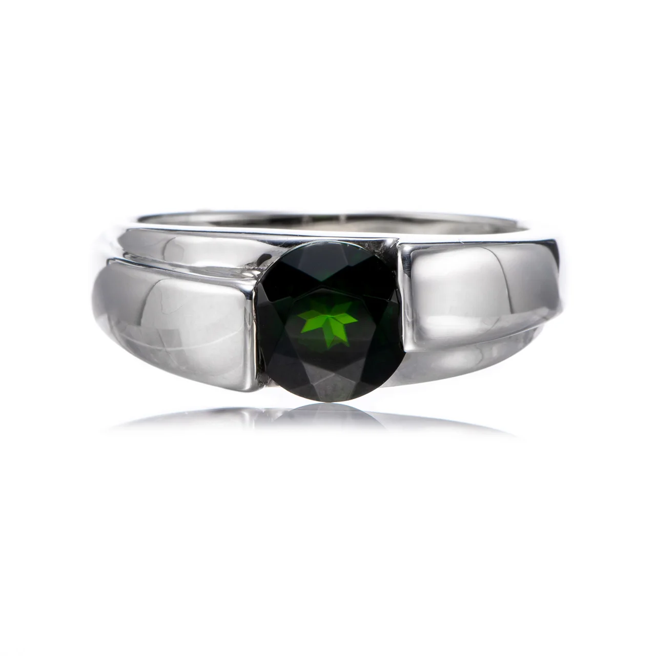 

GESIDE Chrome diopside Rhodium Over Sterling Silver Ring