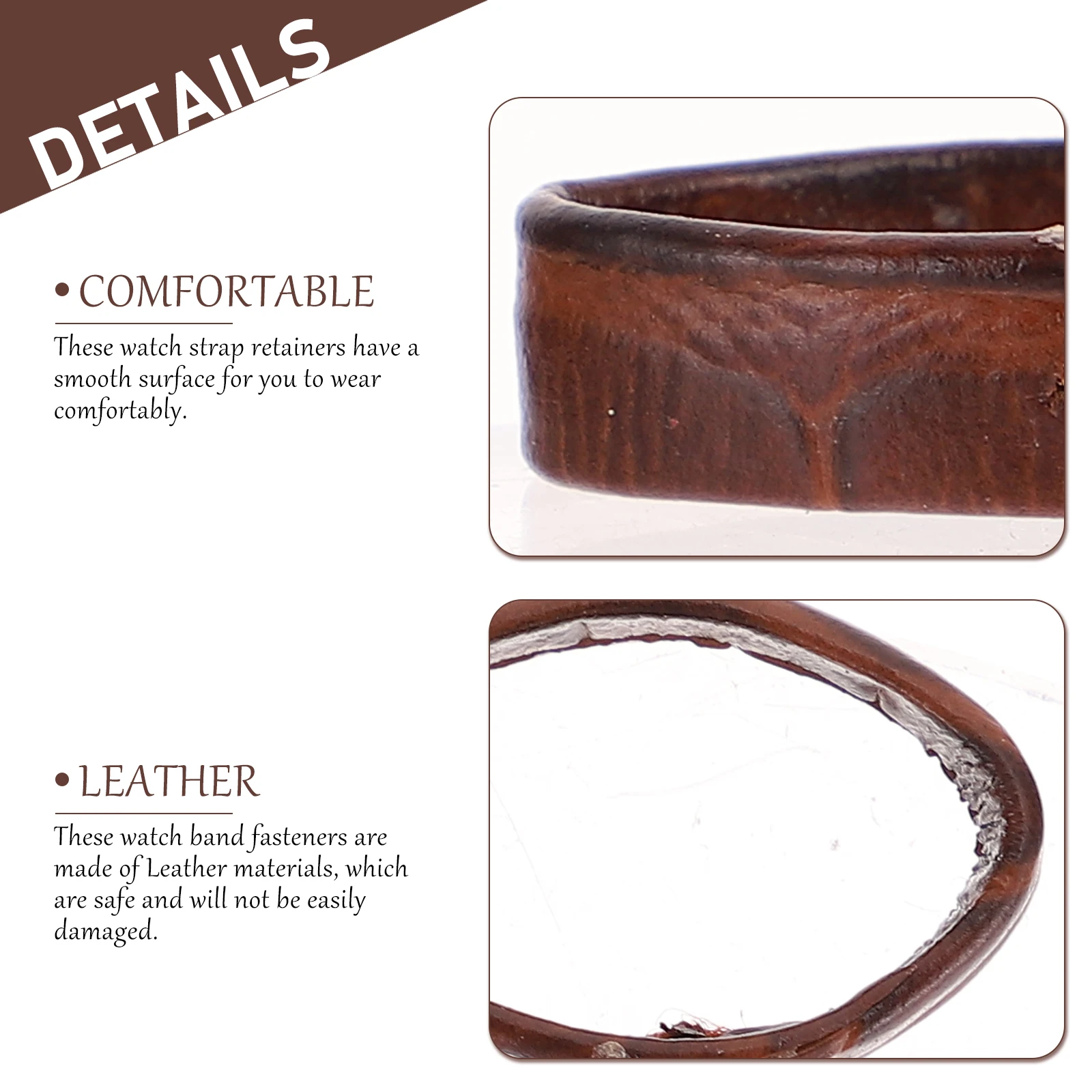 

10pcs Watch Holder 20mm Brown Loop Watch Strap Circle Replacement Parts Smooth Surface Practical Accessories