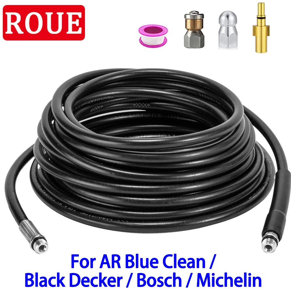 Pressure Washer Drain Pipe Hose Cleaning Kit with Jet Nozzle and Rotating Jet Nozzle Sewer Jetter Hose Adapter for Bosch AQT