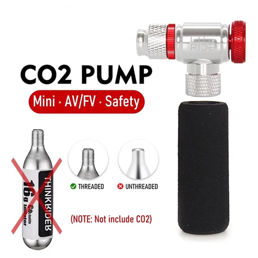 Bomba de CO2 LITERIDE para bicicleta, adaptador Schrader Presta, inflador de bicicleta, tubo de neumático de aluminio, tamaño Mini, bombas MTB, cartucho de CO2