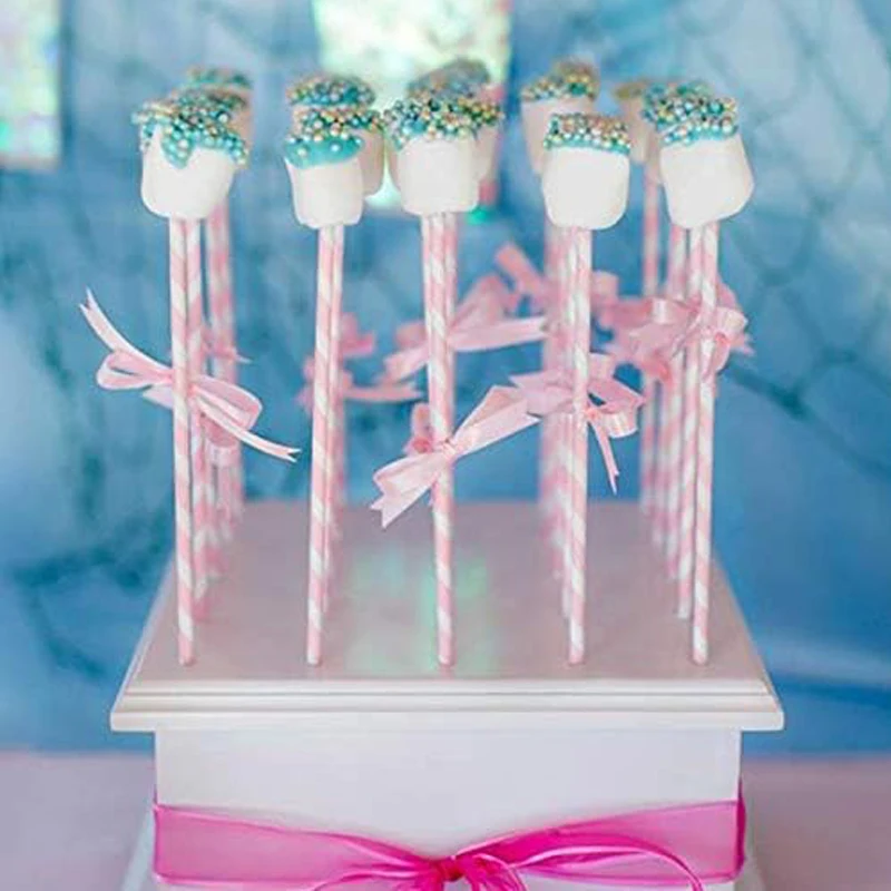 Biodegradable Pink Paper Straws, Pack of 100 Party Straws for Juice, Cocktail, Smoothies, Birthday, Wedding, Bridal/Baby Shower