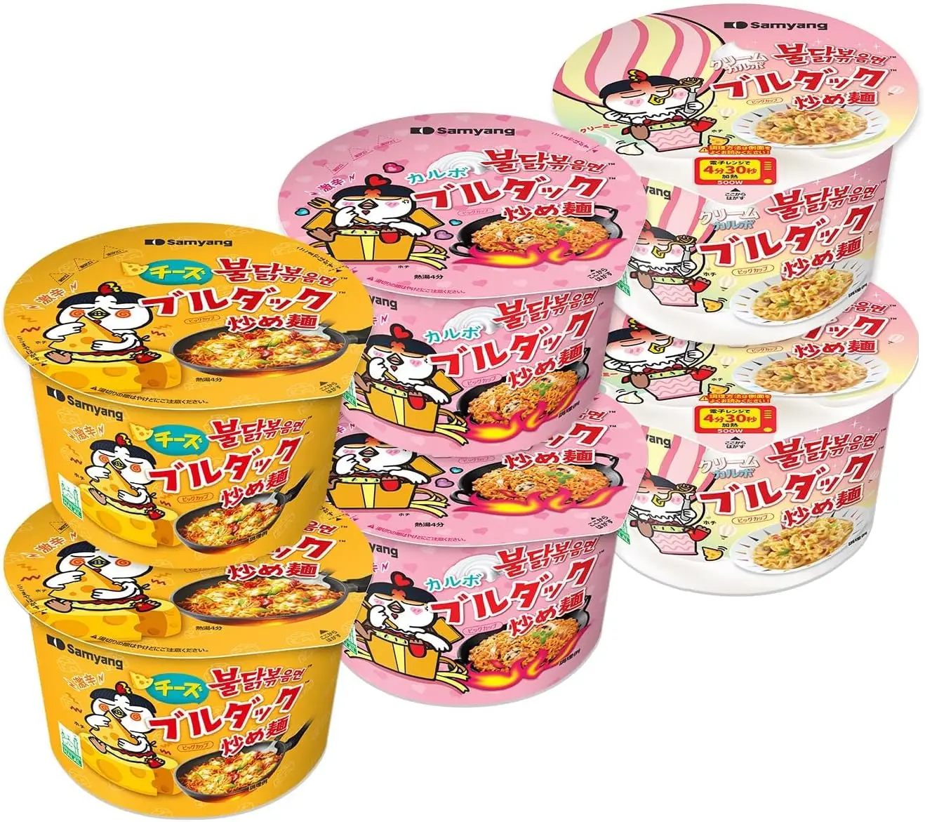 【公式】ブルダック炒め麺 BIGカップ味比べ6食セット（チーズ×カルボ×クリームカルボ 3種類×2食ずつ）