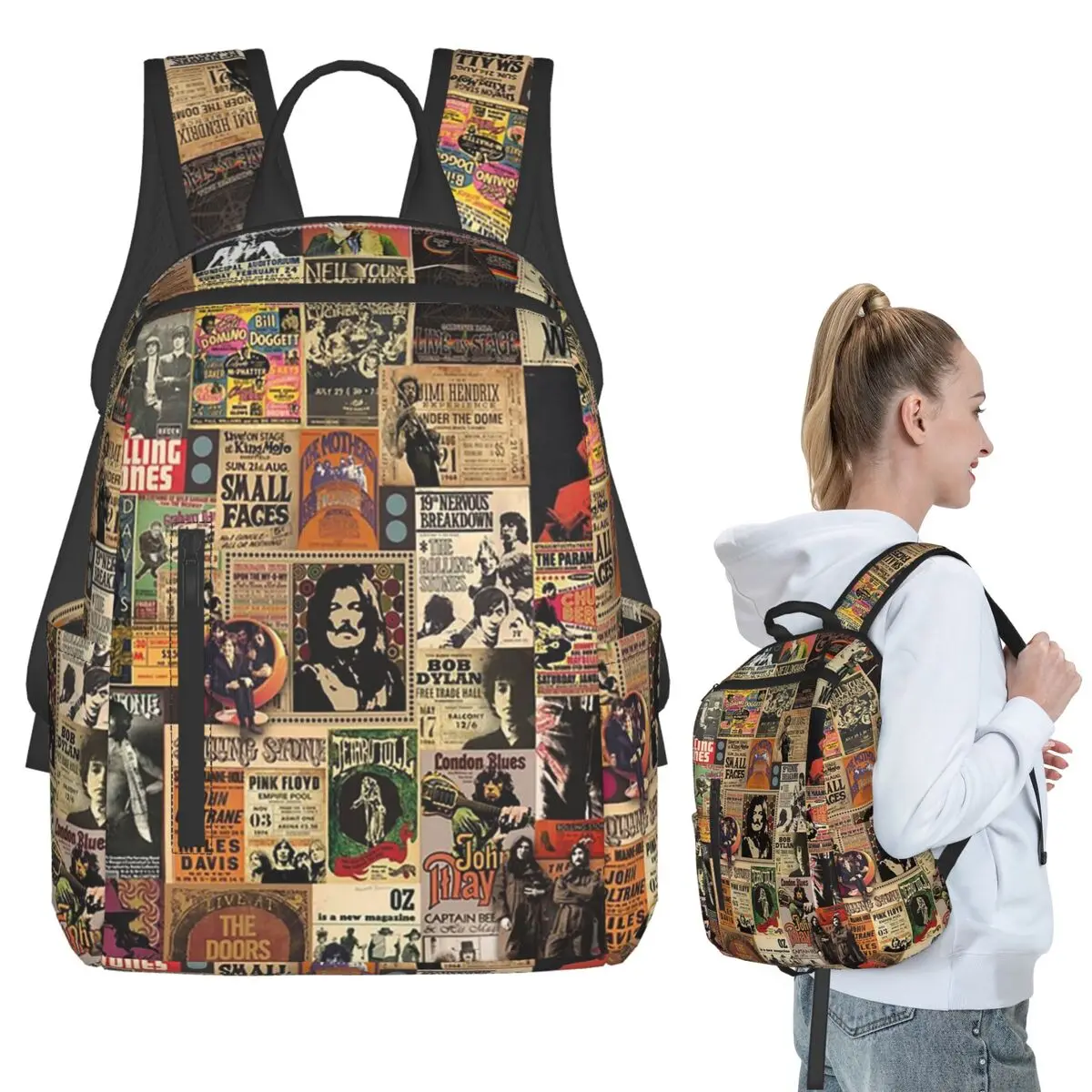Rock N' Roll Stories Backpack Student BookBag Kids School Bag Laptop Shoulder Bags Boys Girls