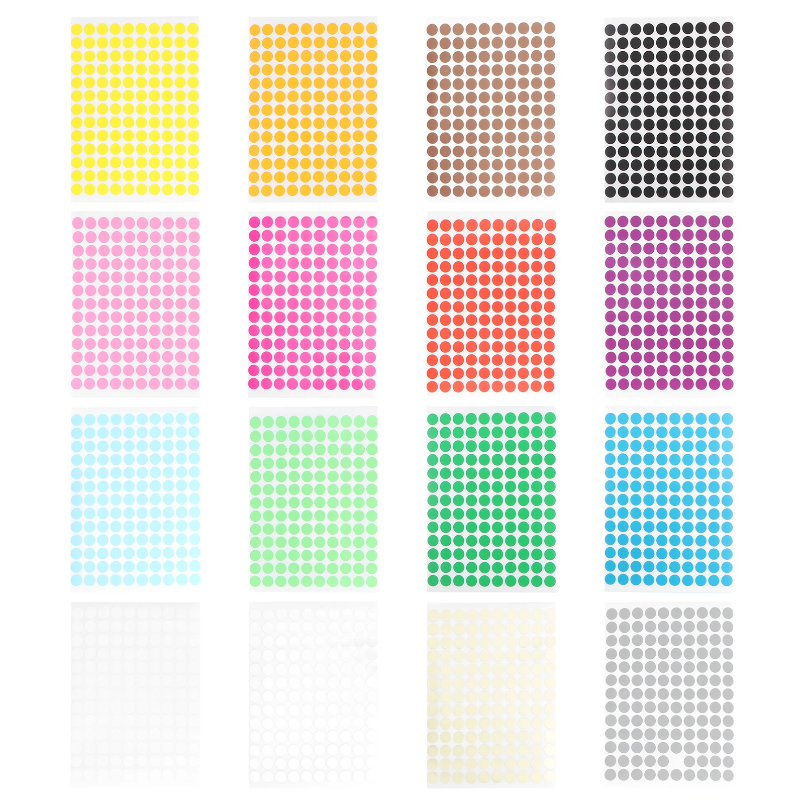 

16 Sheets Colorful Dot Labels Adhesive Sticker Paper to Print Removable Detachable