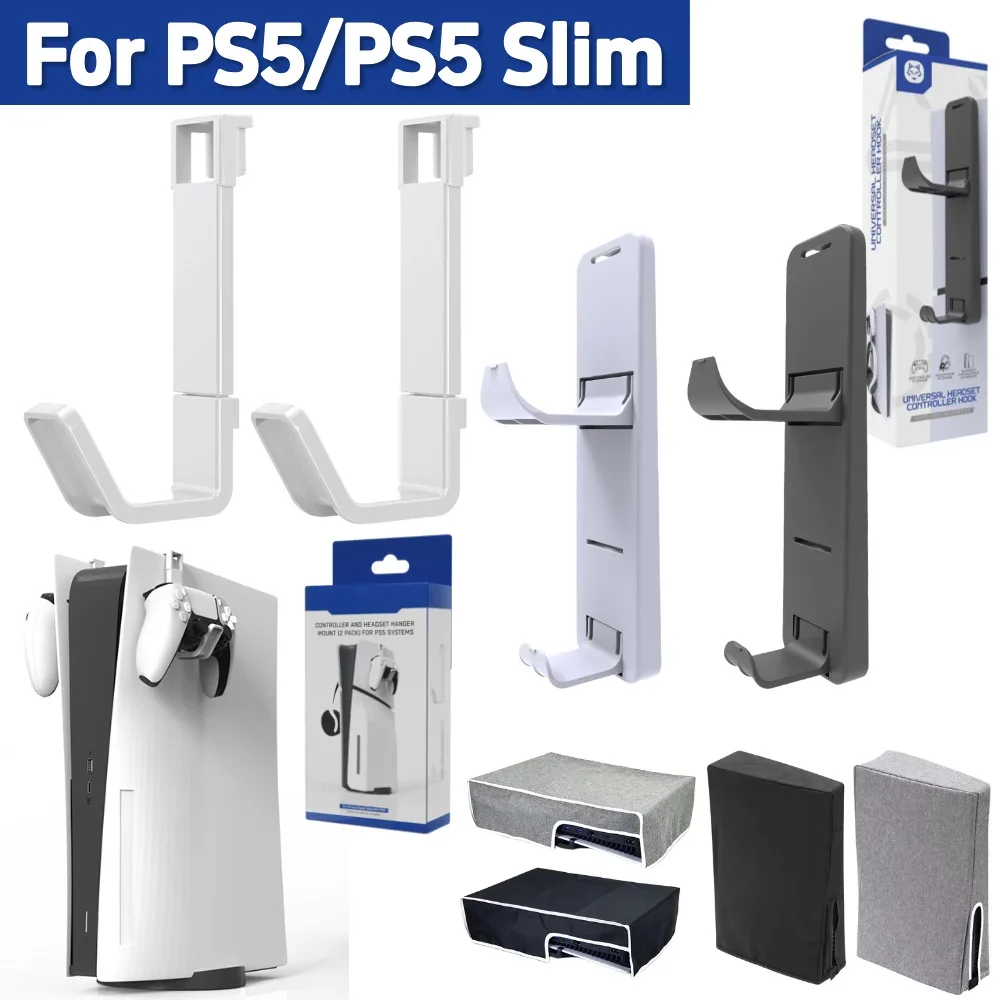 2 Stück Controller-Headset-Ständer zum Aufhängen für PS5/PS5 Slim Digital Drive Konsole Kopfhörer-Haken Zubehör für PS5