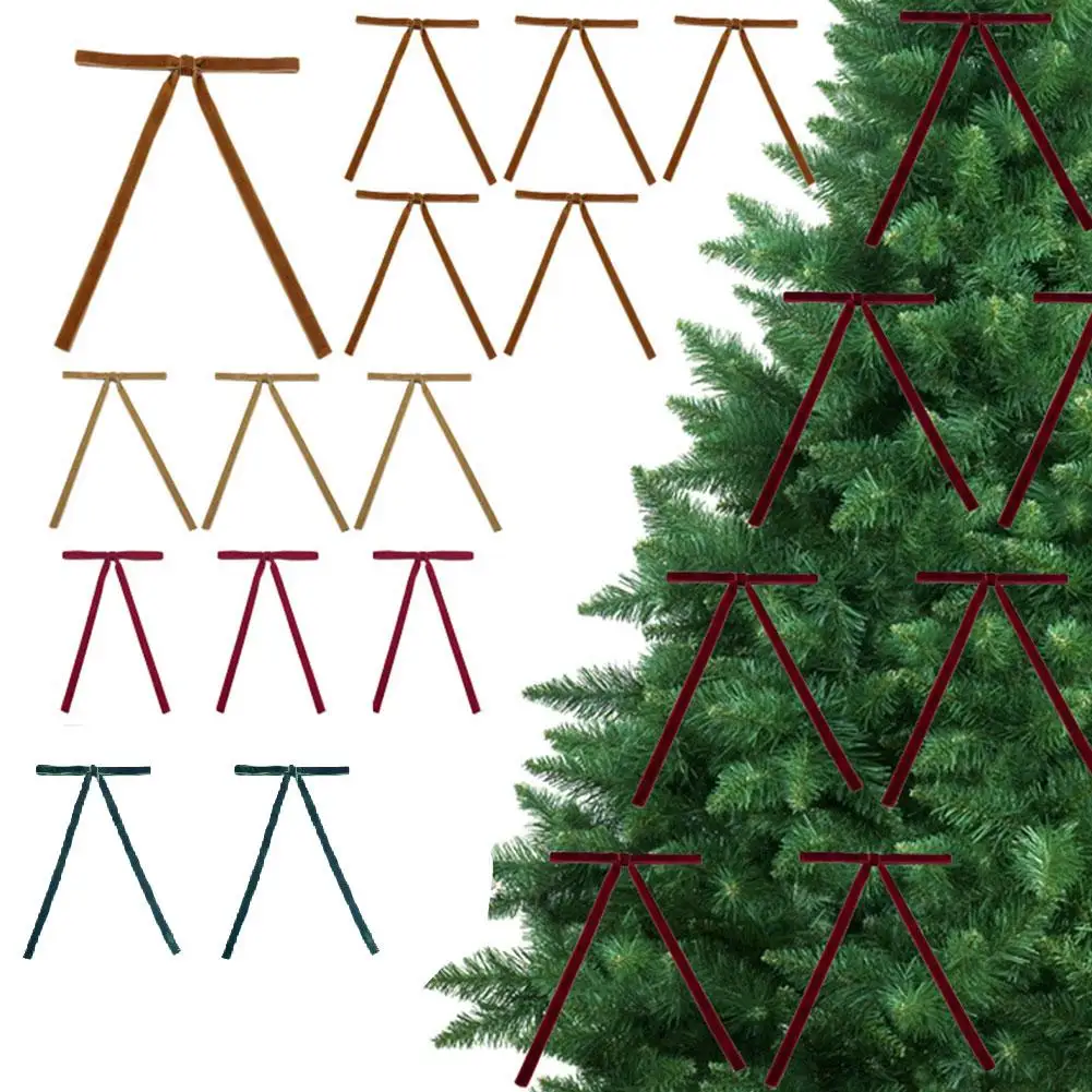 Nministériels ds en Velours Rouge pour Décoration d'Arbre de Noël, Guirxiété avec Attaches Torsadées, 12 Pièces, Y5i0