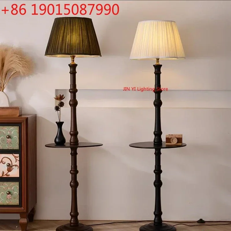 

Американский ретро-торшер для дивана, гостиной, спальни, кабинета, круглый, с отсеком для хранения, антикварный, из массива дерева, атмосферный светильник