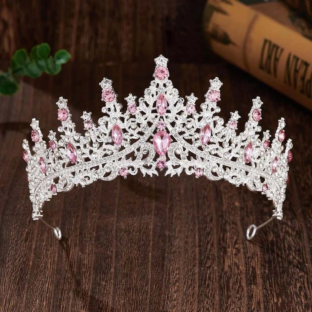 

New Metal Crystal Bridal Tiara Colorful Luxury Elegant Wedding Hair Tiara Light Luxury Hair Headdress Birthday Celebration